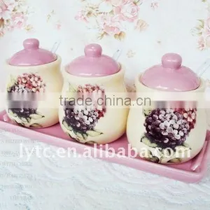 Fine Style 3pcs Decorative Ceramic Canister thumbnail-2