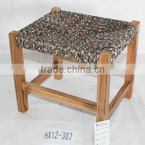 Slim Vintage Modern Wooden Dining Chairs With Woven Straw Seat thumbnail-1