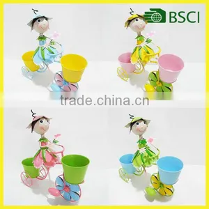 YS15504RV Metal Doll Flower Pot Holder With Wheels for Garden Decoration thumbnail-1