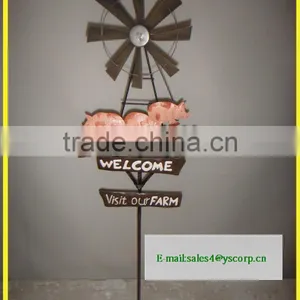 Wholesale Antique Welcome Sign Stand on Stakes With Metal Garden Decoration Windmill thumbnail-3