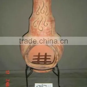 Clay Chimney With Metal Stand, Garden Fire Place,HZ09711 thumbnail-1