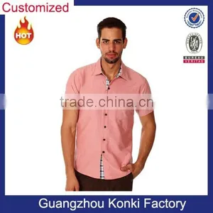 Men's Salmon Pink Cotton Chambray Shirt thumbnail-1