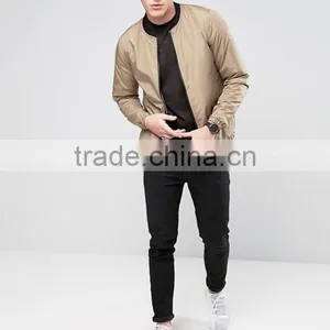 2017 Wholesale High Quality New Design Durable Baseball Collar 100% Polyester Lead Grey Casual Men Fashion Bomber Jacket thumbnail-4