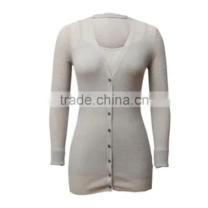 Sheer Cotton and Nylon Knitted Cardigan, Ladies Cardigan, Long Cardigan With Full Button Closure thumbnail-1