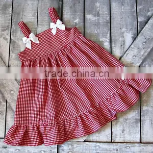 2017 New Style Baby Clothes Cheap Wholesale Red and Blue Children's Boutique Summer Baby Girl's Plaid Dress thumbnail-6