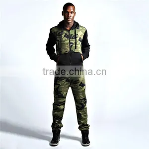 PA0019A Wholesale Camo Printed Adult Onesie With Black Sleeves and Pocket thumbnail-1