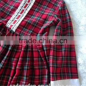 Baby Girls Winter Long Sleeve Vintage Plaid Christmas Lace Dress Red Classic Dress thumbnail-4