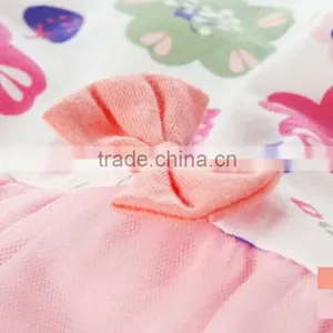 European Kids Dress Fashion Style Flower Printed Short Sleeve Cotton Baby Girls Dress thumbnail-4