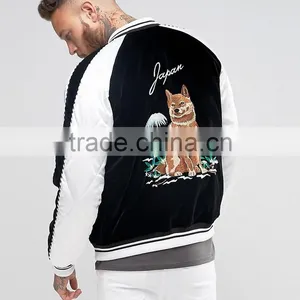 2017 Newest Arrival Black Customized Colors Size Material Men Plain Baseball Jacket thumbnail-3