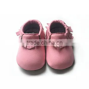 Pink Leaves Rubber Sole Baby Shoes Genuine Leather High Quality Kids Shoes thumbnail-4