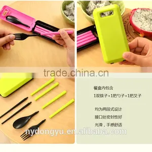 ABS Portable Chopstick Spoon Fork 3 Piece Set Ableware/Lidg Travel 3 Piecer Set Wheat Straw /f Dining Tableware thumbnail-2