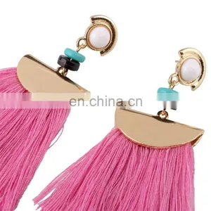 New Designs Gold Metal With Long Tassel Handmade Earrings thumbnail-4