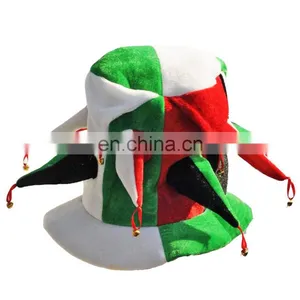 MCH-1247 Party Carnival Funny Velvet Wholesale Adult Bulgaria Flag Color Joker Hat With Bells thumbnail-1