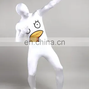 Unisex Adult White Morph Suits Duck Chicken Print Cosplay Party Costume thumbnail-2