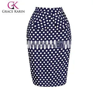 Grace Karin Occident Sexy Women Short Hips Wrapped Retro Cotton Polka Dots Vintage Skirt CL008928-2 thumbnail-1