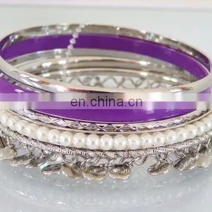 Wholesale Purple and Silver Coin Imitation Bracelet Bangles-party Wear Bracelet-Indian Fashion Costume Bracelet thumbnail-1