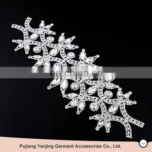 FACTORY DIRECTLY!!Popular Unique Design Hot Sale t Shirt Crystal Beaded Rhinestone Applique Wholesale Price thumbnail-1