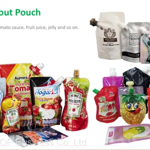 OUTOP Packaging Custom Printed Stand Up Tomato Paste Ketchup Packing Bag Plastic Chili Sauce Packaging Pouch With Spout thumbnail-1