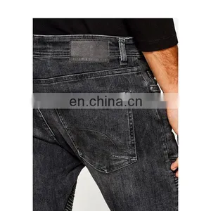 DiZNEW Soft Full Length Black 100% Cotton Elastane Washed Vintage Jeans Men thumbnail-4