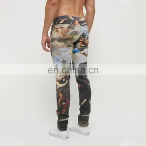 DiZNEW Custom Mens Digital Printed White 98%Cotton2%spandex Fade Jeans thumbnail-2