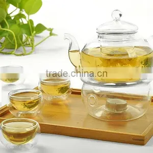 Glass Teaset,Glass Teapot + 6 Glass Cup + Warmer thumbnail-1