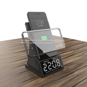 X7 Desktop Audio Multi-function Bluetooth Alarm Clock Mobile Phone Stand Wireless Charging Radio Bedside Speaker thumbnail-2