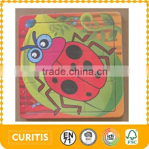 BSCI Factory 9 Pcs Disposable Plates Custom Paper Sticker Printing Insect Ladybug Wooden Jigsaw Puzzle Educational Toys For Kids thumbnail-1