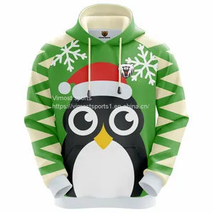 Custom Sublimation Hoodie of Penguin and Snowflake Pattern thumbnail-2