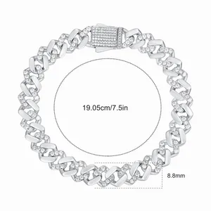 Width Bling CZ Miami Cuban Link Chain Bracelet Hip Hop Micro Pave 5A Clear Cubic Zirconia Cuban Jewelry For Men thumbnail-1