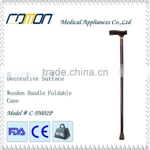 Printed Foldable Walking Cane With Wood Handle thumbnail-2