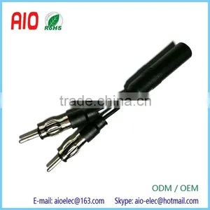 Compact 2 Male Jaso Plug to 1 Female Jaso Jack Car Radio AM FM Antenna Splitter Y Adapter thumbnail-1