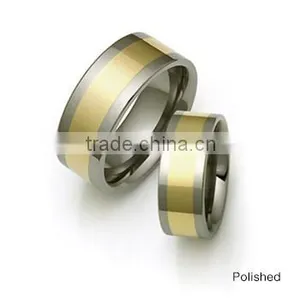 Wholesale Titanium Rings Wide Precious Metal Inlay Titanium Rings thumbnail-1