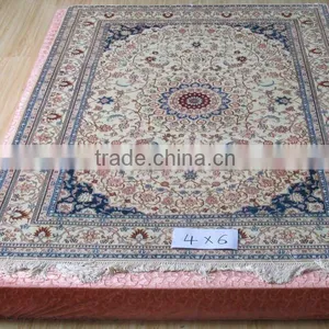 Oriental Carpet of Boutique Handmade Silk Sacred Muslim Carpet per Square Meter thumbnail-1