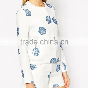 2015 Floral Pattern Cotton Woven Sexy Spring Woman Jacket thumbnail-3