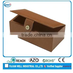 Brown PU Leather Unique Cufflink Box for Gift thumbnail-1