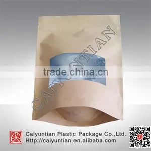 Moisture Proof Brown Standing Kraft Paper Bag With Clear Window thumbnail-1