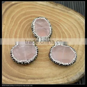 Wholesale LFD-0032B Natural Druzy Agate Pave Rhinestone Crystal Connector Beads For Making Bracelet Jewelry Finding thumbnail-1