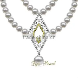 925 Sterling Silver Freshwater Round Pearl Necklace thumbnail-1