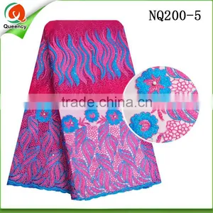 Austrian Embroidered New French Lace Fabric With Embroidery Border and Eyelet Design thumbnail-5