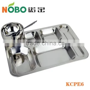 Cheap Factory Six Grids Wholesale Stainless Steel Fast Mess Tray Plate thumbnail-1
