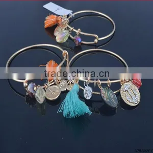 Multi Charms DIY Adjustable Stretch Bangle Bracelet Gold Bracelet thumbnail-1