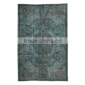 Handmade Turkish Carpet - Turquoise Over-dyed Rug (9 x 5,6 Feet) thumbnail-1