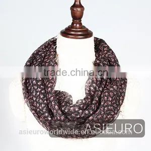 Polyester Scarf, 2 Pcs/Set, Flower Print and Solid Color, BSCI and Sedex thumbnail-1