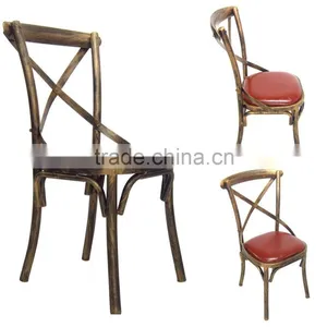 Antique Bronze Metal Cross Back Dining Chair thumbnail-1