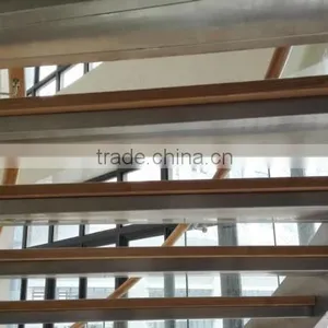 Office Building Commercial Wood Staircase Stainless Steel Framed thumbnail-5