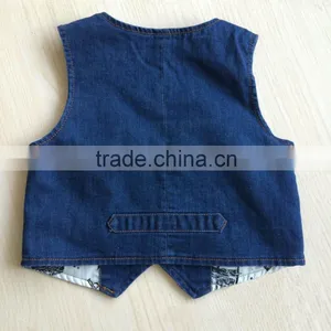 OEM Service Children Denim Waistcoat Blue Hot Sale Kids Soft Waistcoat thumbnail-3