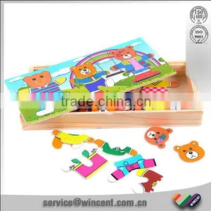 Educational Wooden Bear Family Dress up Puzzle Toy thumbnail-1