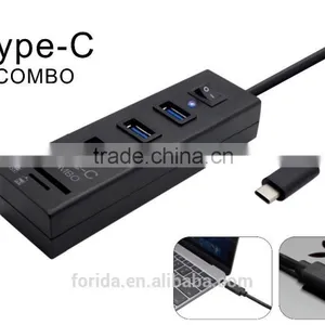 USB 3.1 Type-C (USB-C) Hub Combo 3 USB3.0 Port and High Speed SD TF MMC Card Reader With Power Switch thumbnail-3