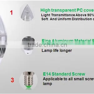 Globe Shape Good Price Imitation Lumens Chip E14 E27 3W Chrismas LED Candle Light Bulb From Shen Zhen Supplier thumbnail-2