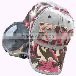Denim Camo Twill Embroidered Baseball Cap Distressed Camo Hat thumbnail-1